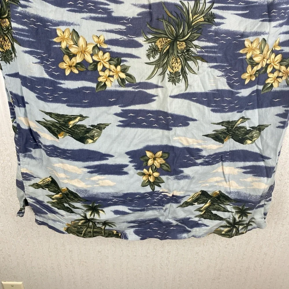 Cherokee Waikiki Wear Button Down Shirt Mens‎ Size XXL Blue Floral Short Sleeve